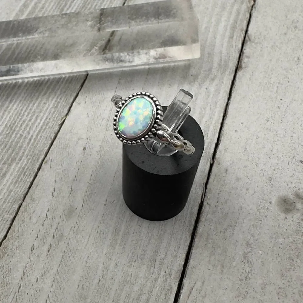 Lab Opal Sterling Silver Ring